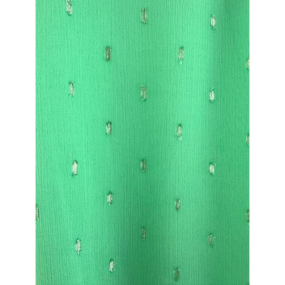 Green Silver Accents‎ Chiffon Ruffle Tiered Dress w/Tie Size 12 Western Country - Picture 7 of 9